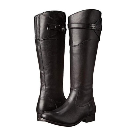 Frye Shoes - FRYE Molly Knee High Boot Side Zipper Black Leather Size 5.5 Low Heel